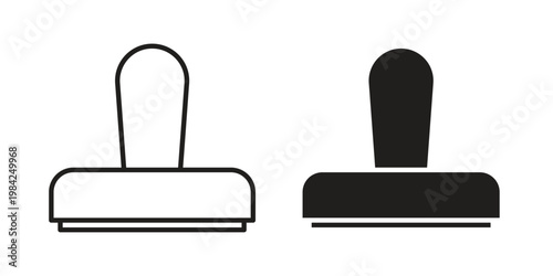 Stamp icon simple black and white line and clip art illustrations