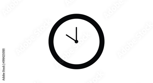 A minimalist depiction of a wall clock with hands pointing to approximately ten past two silhouette high quality professional detailed modern