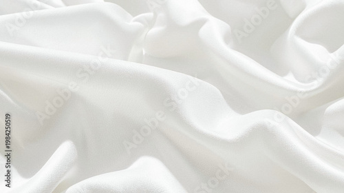 Elegant white silk fabric background with smooth flowing curves and soft light shadows. Premium textile texture for luxury fashion, wedding decor, cosmetic ads, and minimalist graphic design