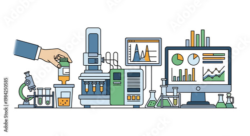 Laboratory equipment, science lab, chemistry research, medical analysis tools