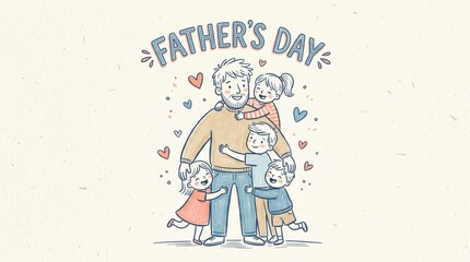 Happy Father's Day minimal cartoon family