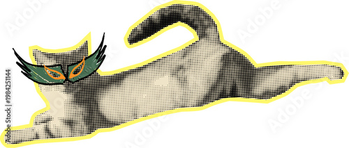 Halftone Cat in Mask