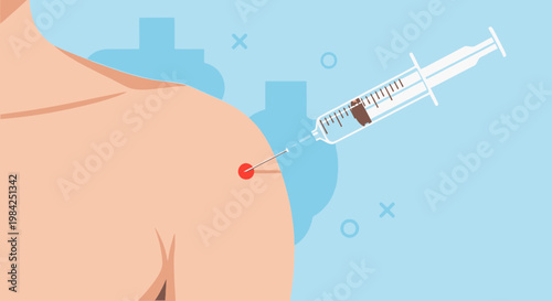 Medical injection, vaccination, healthcare concept, syringe and needle