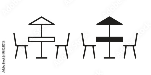 Terrace icon simple black and white line and clip art illustrations