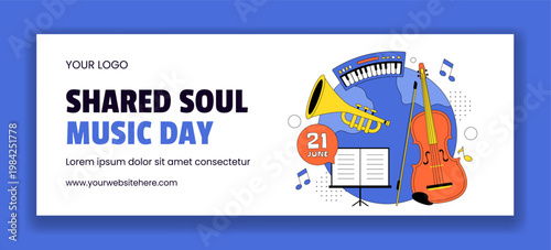 World Music Day Flat Cartoon Hand Drawn Social Media Cover Background