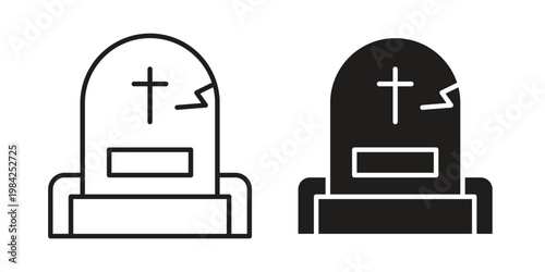 Tombstone icon simple black and white line and clip art illustrations