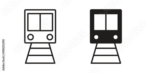 Train icon simple black and white line and clip art illustrations