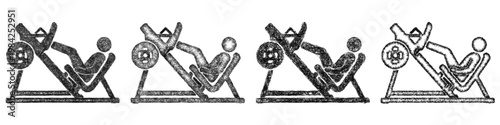 Sketch leg press icon design set
