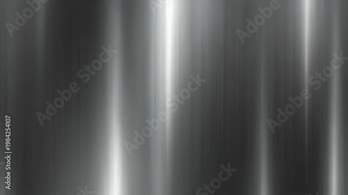 Vertical brushed metal background with soft reflections and gradient highlights, monochrome abstract texture