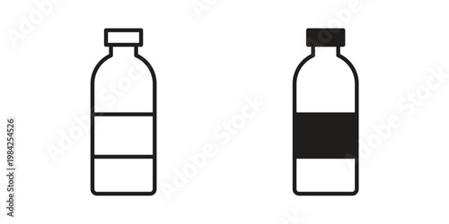 Water bottle icon simple black and white line and clip art illustrations