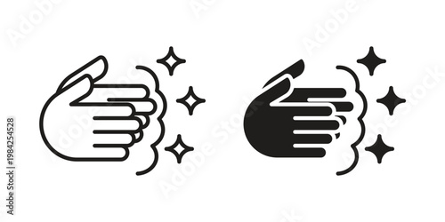 Wash your hands icon simple black and white line and clip art illustrations