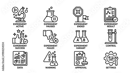 Science Experiment Icons Set Vector Illustration.