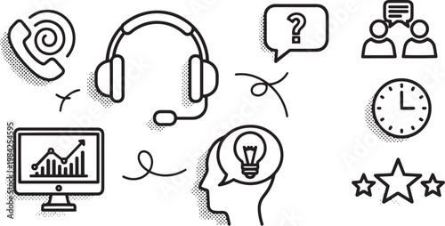 Black and white business communication headset computer