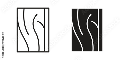 Wood board icon simple black and white line and clip art illustrations
