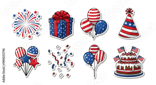 Celebration graphics decorated with United States flag motifs offer a festive spirit for national holidays and patriotic community events.