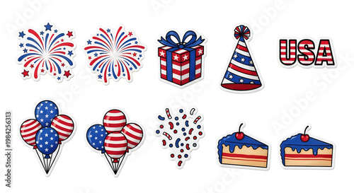 Patriotic icons for 4th of july celebration
