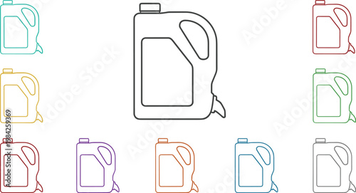 Oil Bottle Icon Set with Color Variations for Containers, Packaging, and Household Products