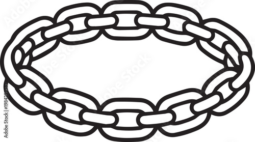A symbolic chain, symbolizing strength and unity in a sleek monochrome illustration. Perfect for concepts of connection and overcoming challenges.