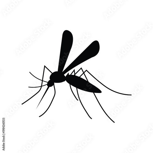 Mosquito Silhouette Vector Icon Pest Control Disease Prevention Malaria Dengue Zika Virus Insect