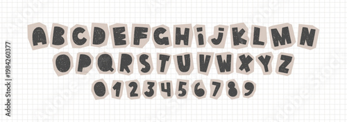 Cute alphabet with crayon texture. Perfect for collage or scrapbook design. Vector illustration.