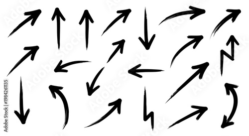 Black arrows on white background, hand-drawn directional symbols