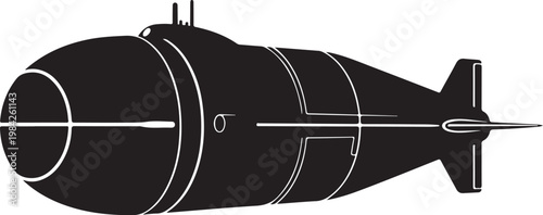 Black bomb, missile, explosive device, vector illustration, military equipment