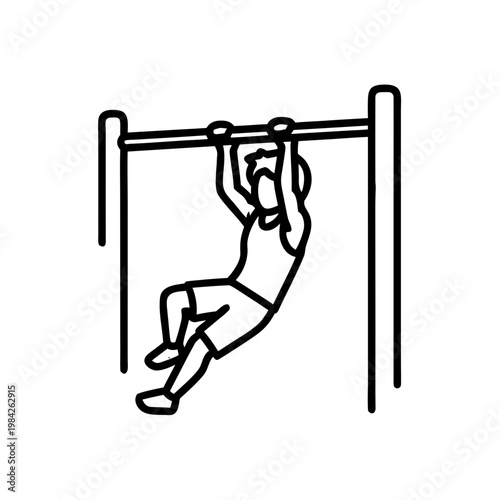 Young person exercising by doing pull-ups on a horizontal bar  