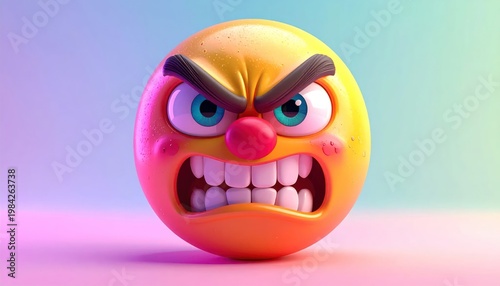 Angry Emoji Face with Gritted Teeth and Red Cheeks.