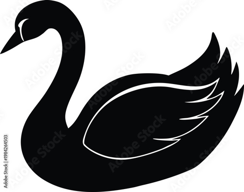 Elegant swan bird waterfowl graceful silhouette illustration design