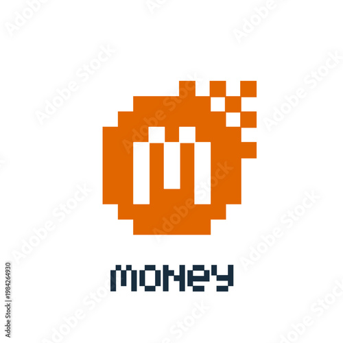 Money - Pixel coin icon with letter M