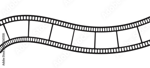 Black film strip roll illustration, 35mm film negative reel for photography and cinema isolated on white background.