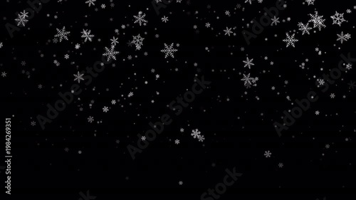Winter snowfall overlay. Animation with falling snowflakes perfect for Christmas and winter themes. Alpha channel.