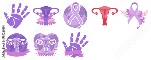 Women Health Awareness Icons Set
