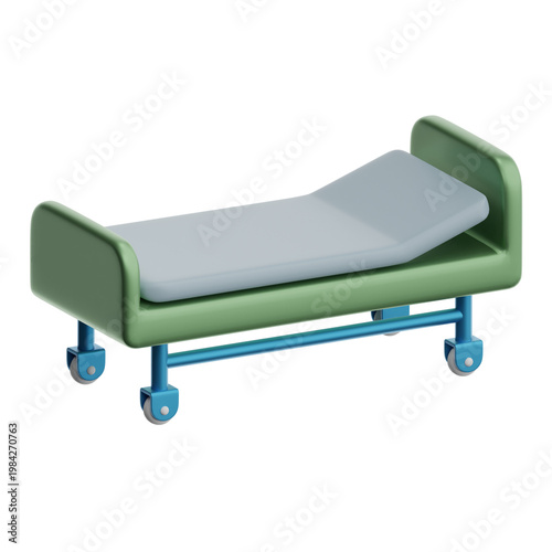 Hospital Patient Bed 3D Icon – Medical Ward Furniture Healthcare Illustration