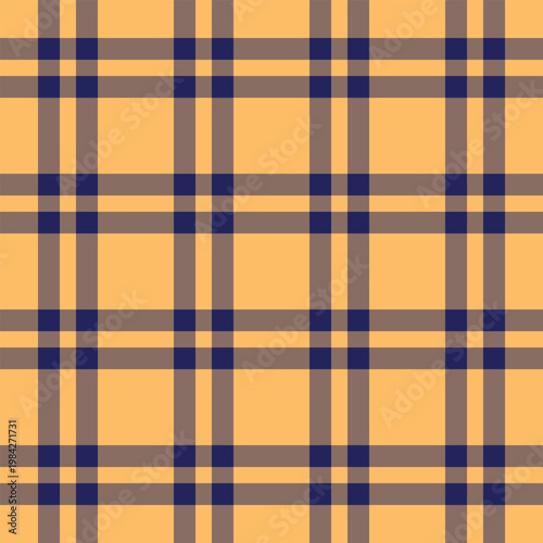 Covering check textile background, horizontal fabric texture pattern. Shop seamless plaid vector tartan in pastel and orange colors.