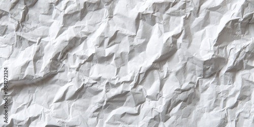 A close-up shot showcases a crumpled white paper texture, highlighting the intricate folds and creases that create a dynamic and abstract surface.