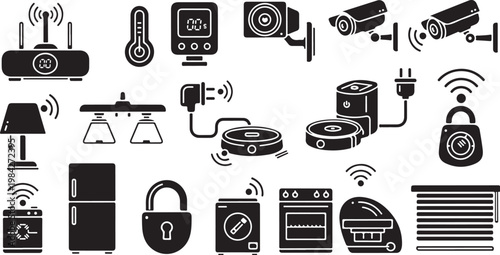 Smart home devices and gadgets illustration set