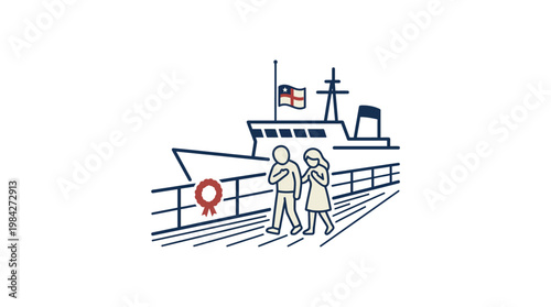 Couple Walking on a Ship's Deck