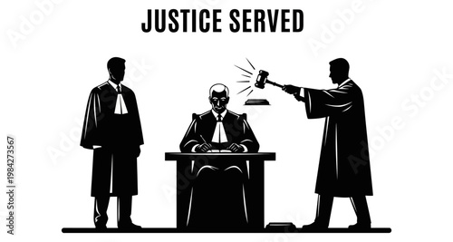 Judge presiding over court session with gavel strike for legal verdict