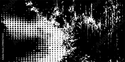 Abstract black and white textured grunge background, featuring dynamic artistic effects, creating a striking visual, perfect for adding depth and edge.