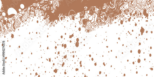 Abstract an abstract artwork of brown paint splatters against a clean surface, creating a visual symphony of organic forms and textures, hinting at the beauty found in chaos.