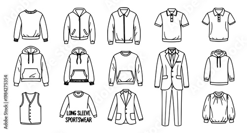Flat T shirt icon collection with clothing apparel symbols for branding fashion and merchandising vector set