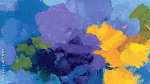 Thick, textured paint strokes create a vibrant, abstract color field composition.