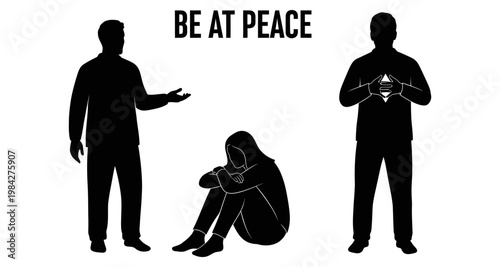 Silhouettes of people offering support and finding inner peace during difficult times