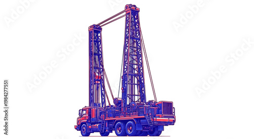 Large truck mounted drilling rig machine.