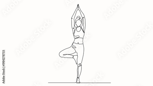 Single line art of female practicing, calm and relaxation concept, Hand drawn single line vector illustration