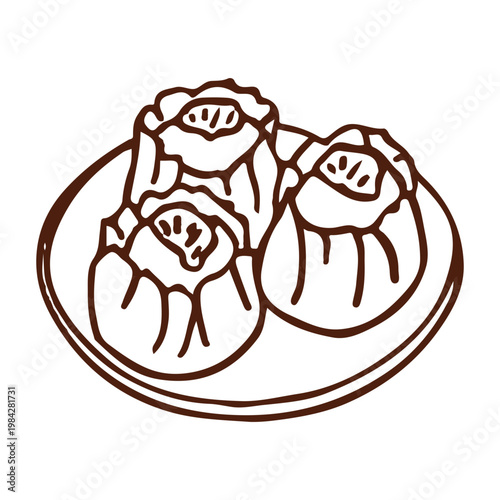 Siu Mai Dim Sum Illustration Line Art