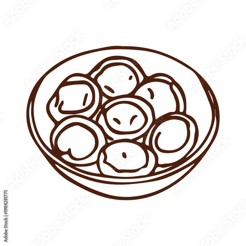 Italian Tortellini or Pelmeni Bowl Illustration