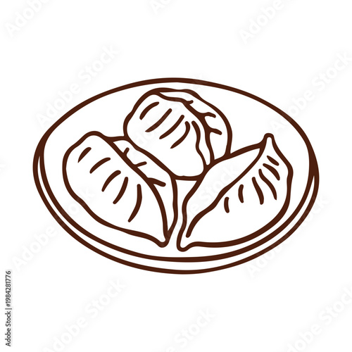 Steamed Mandu Korean Dumplings Illustration