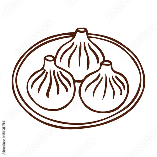 Georgian Khinkali Dumplings Line Art